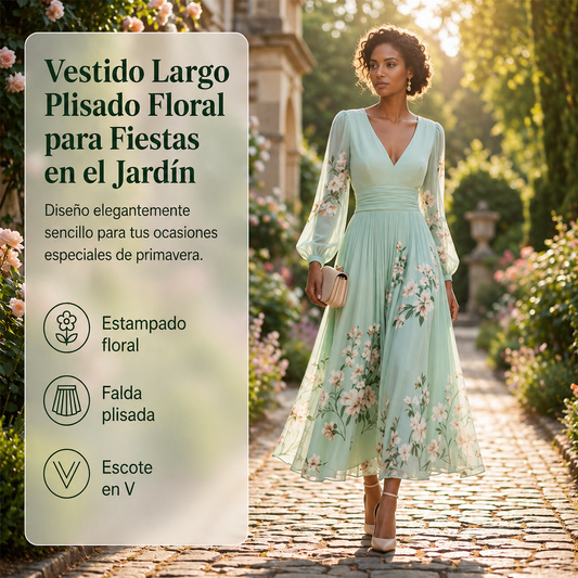 Arizona - Vestido plisado de gasa con delicados detalles florales