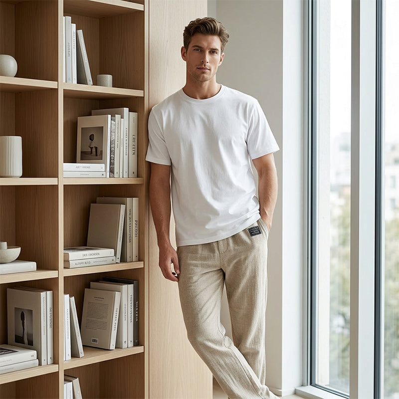 Sunset - Pantalón de algodón-lino para hombres