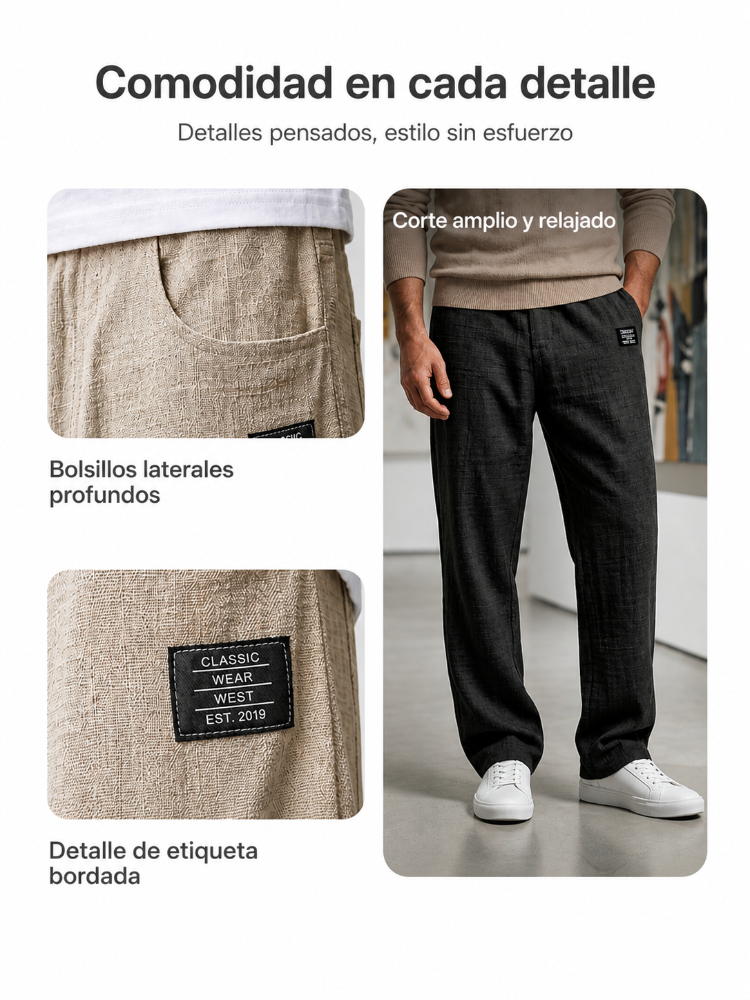 Sunset - Pantalón de algodón-lino para hombres