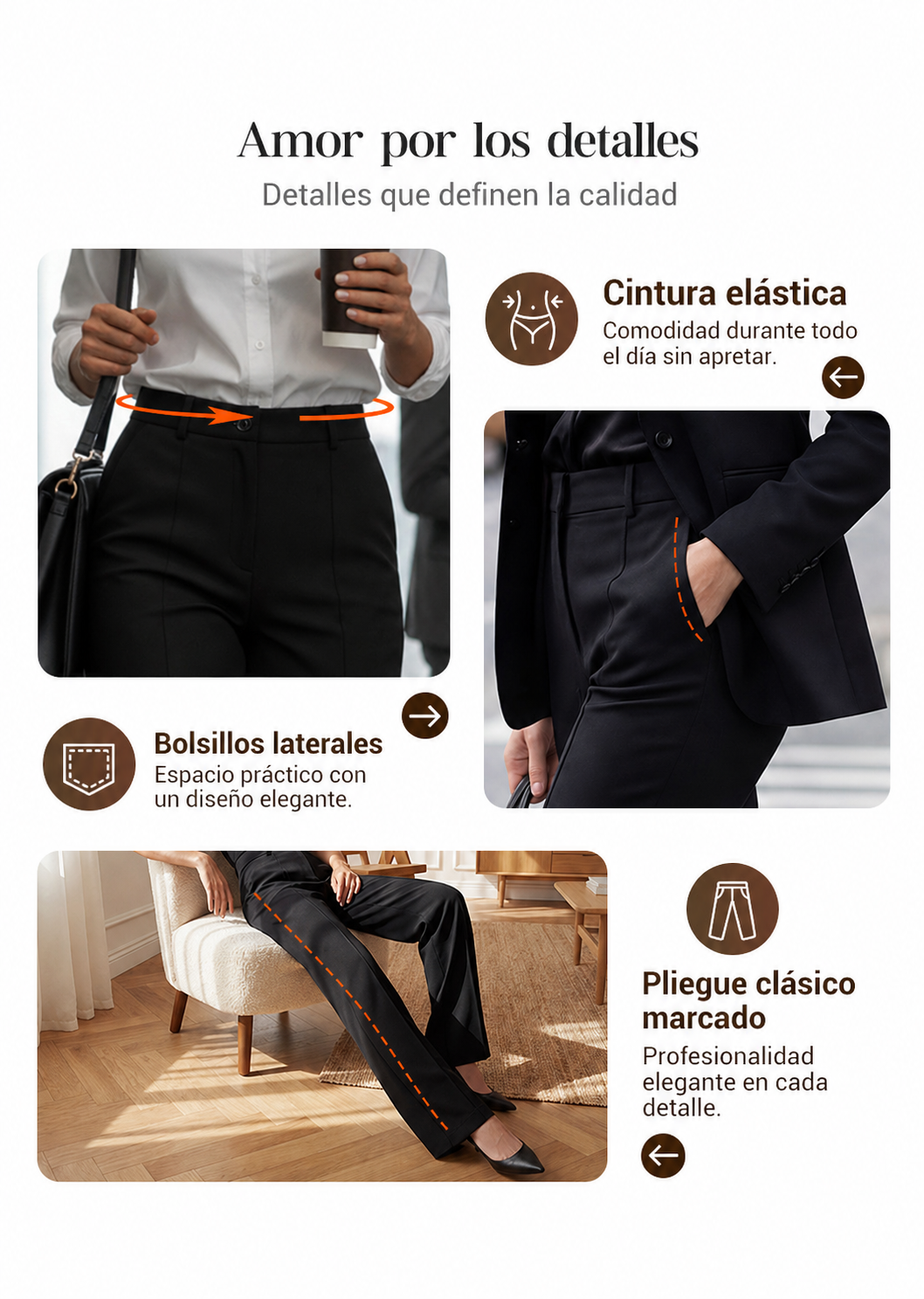 Aurora - Pantalón de traje para mujer de cintura alta