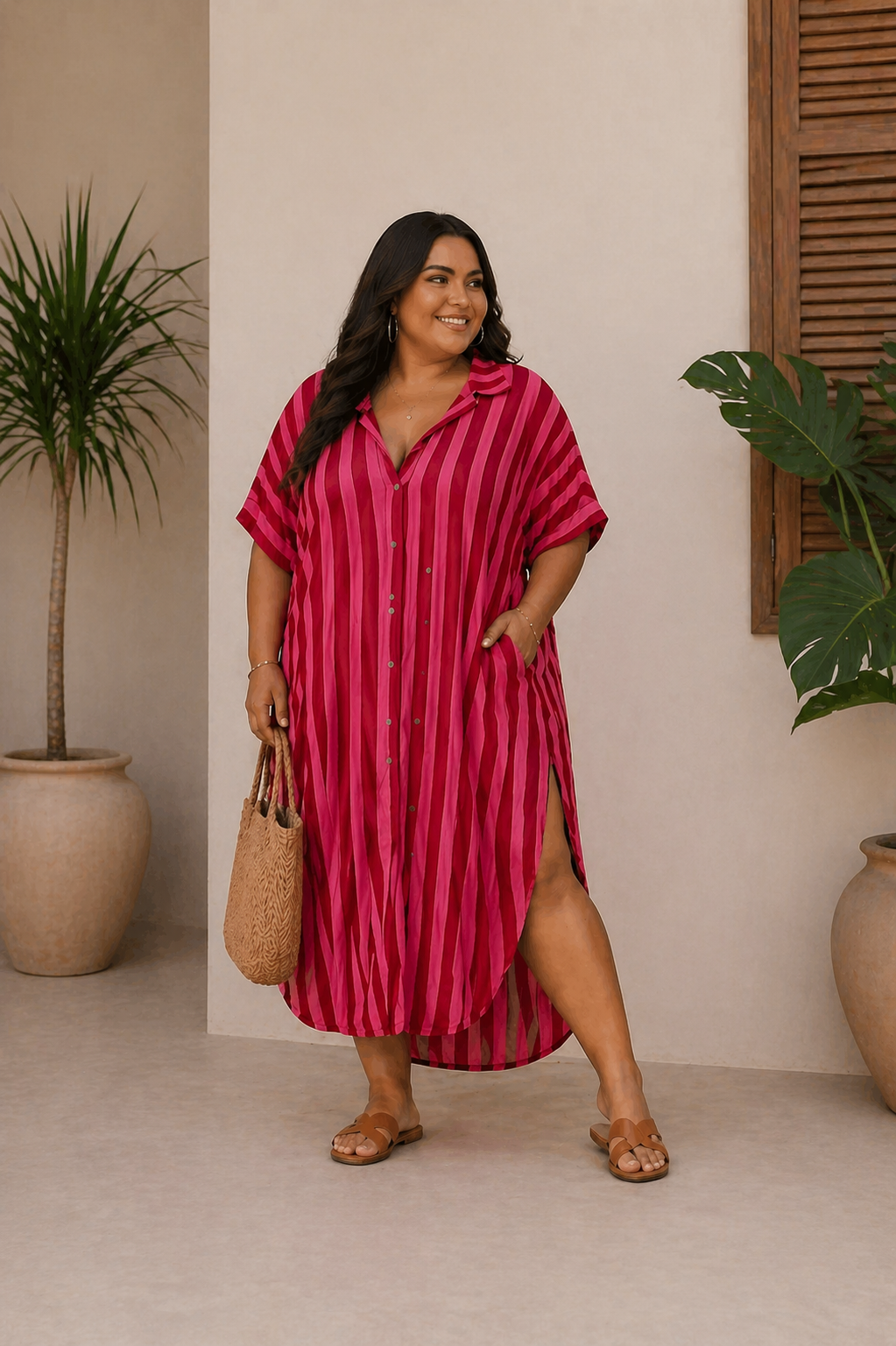 Summer - Vestido camisero de verano a rayas