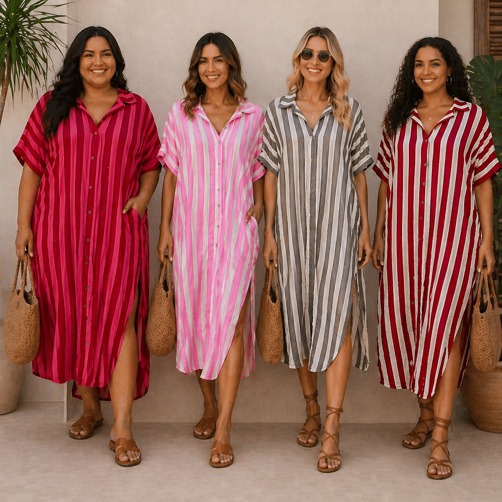 Summer - Vestido camisero de verano a rayas