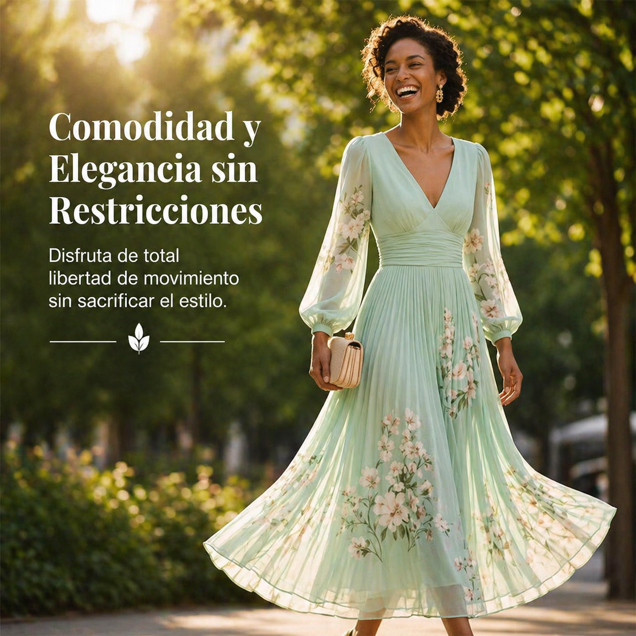 Arizona - Vestido plisado de gasa con delicados detalles florales