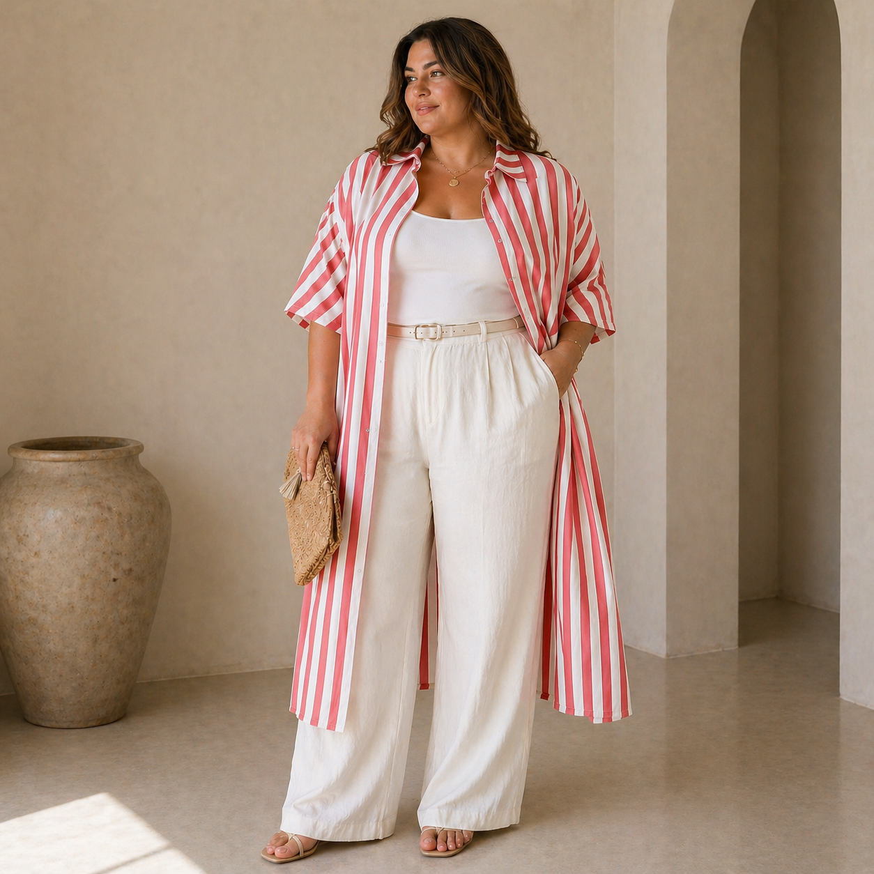 Summer - Vestido camisero de verano a rayas