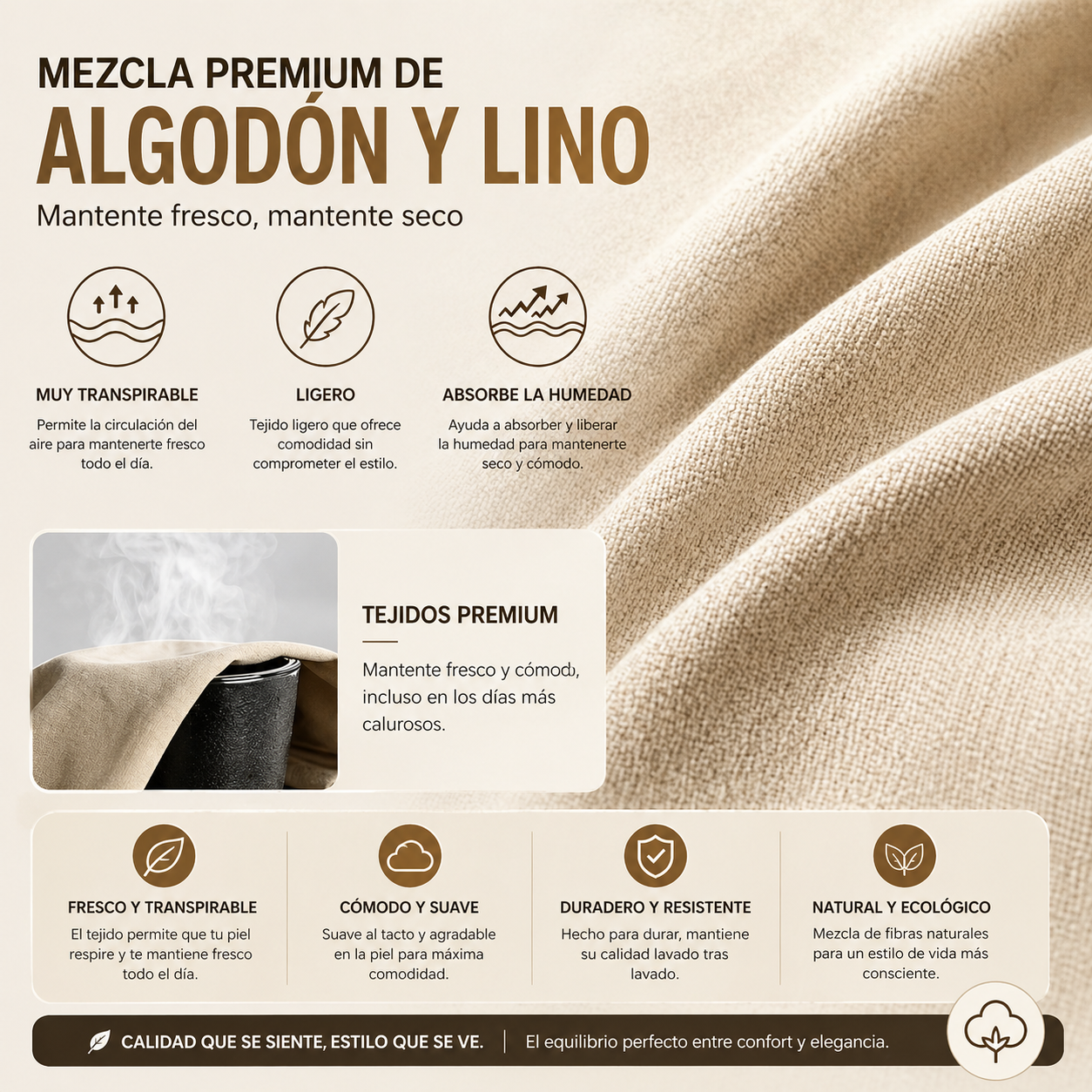 Sunset - Pantalón de algodón-lino para hombres